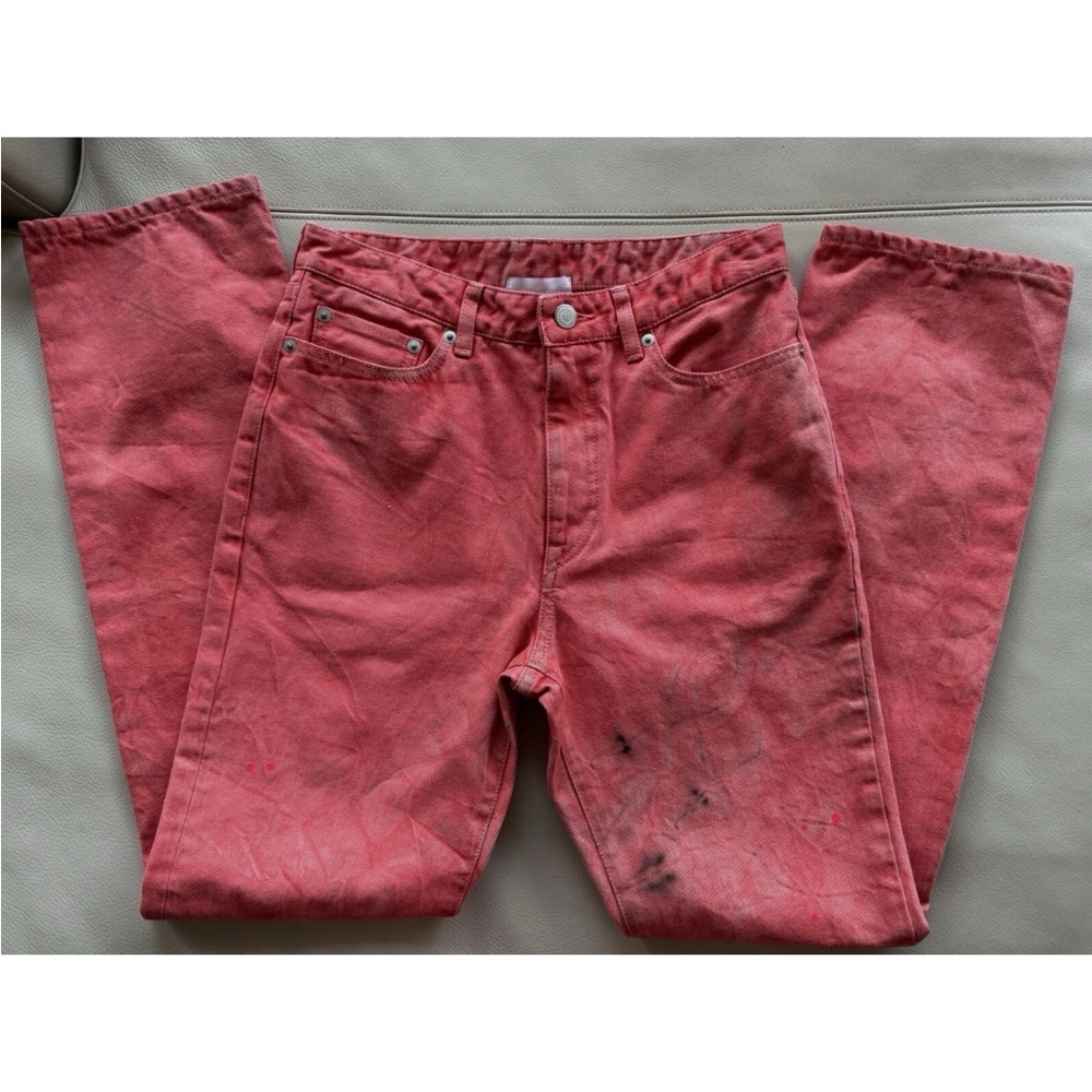 John Elliott Women's Brick Red Destructed Selvedge High Rise Denim Jeans 26